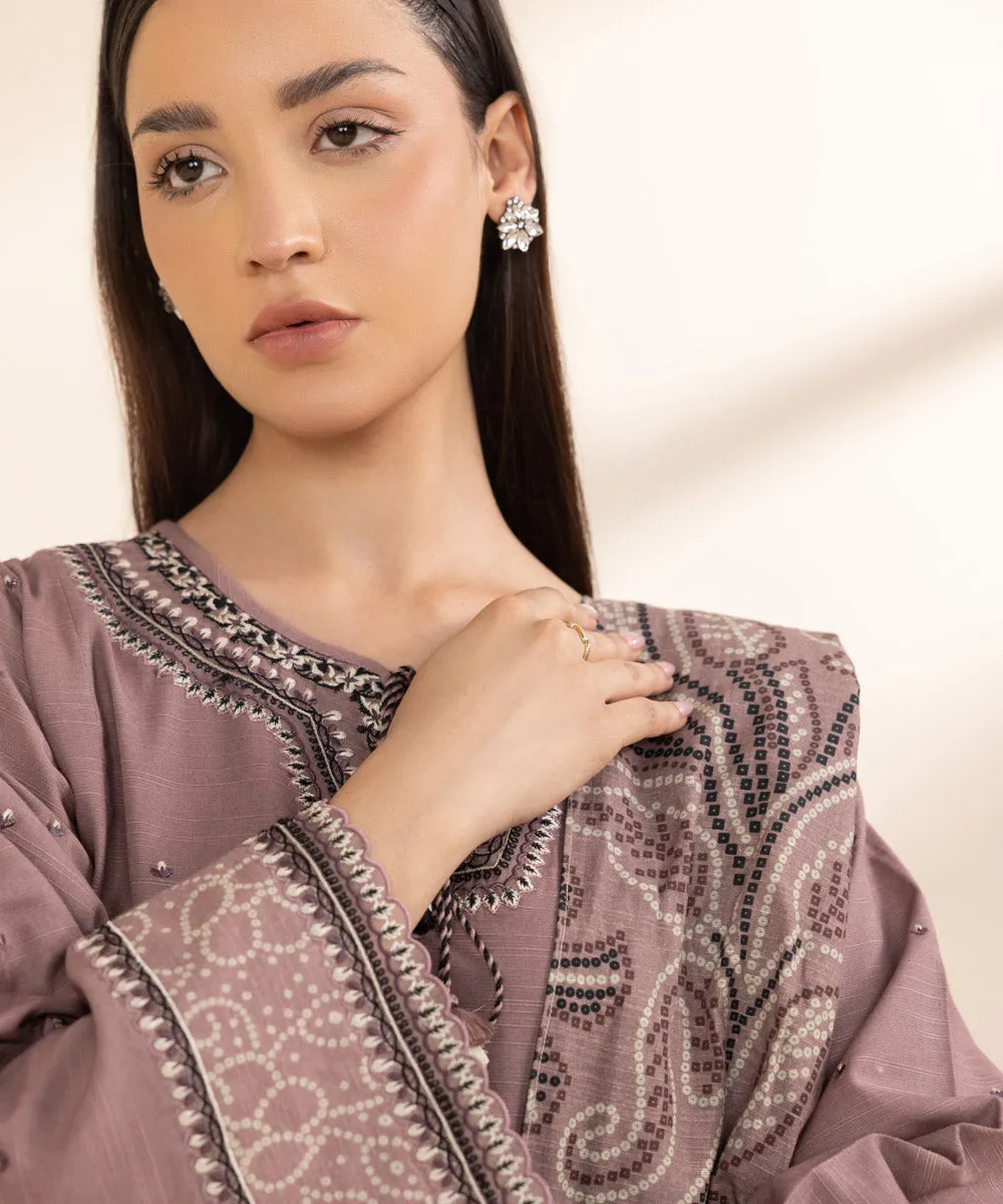 3 Piece - Embroidered Light Khaddar Suit