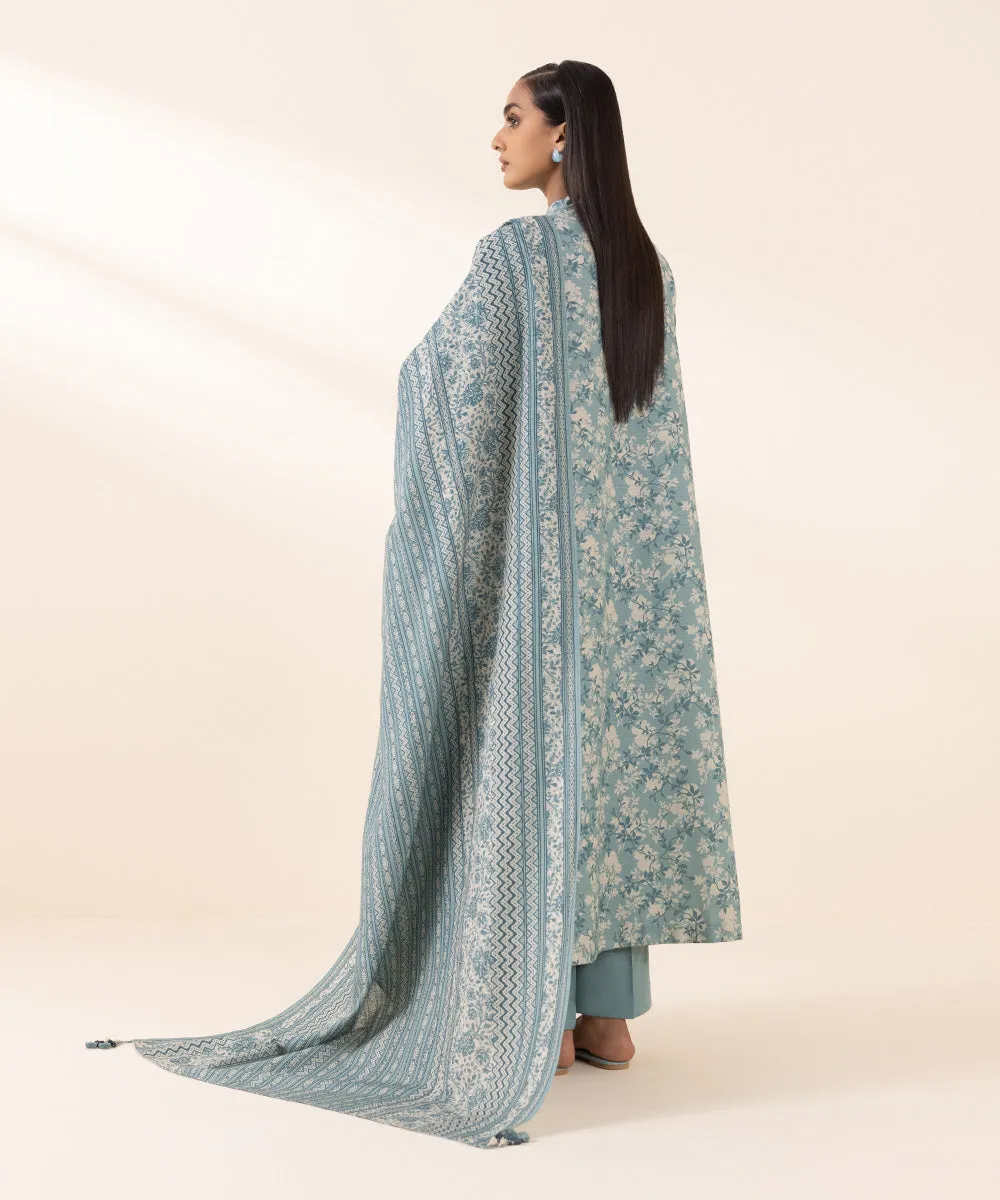 3 Piece - Embroidered Light Khaddar Suit