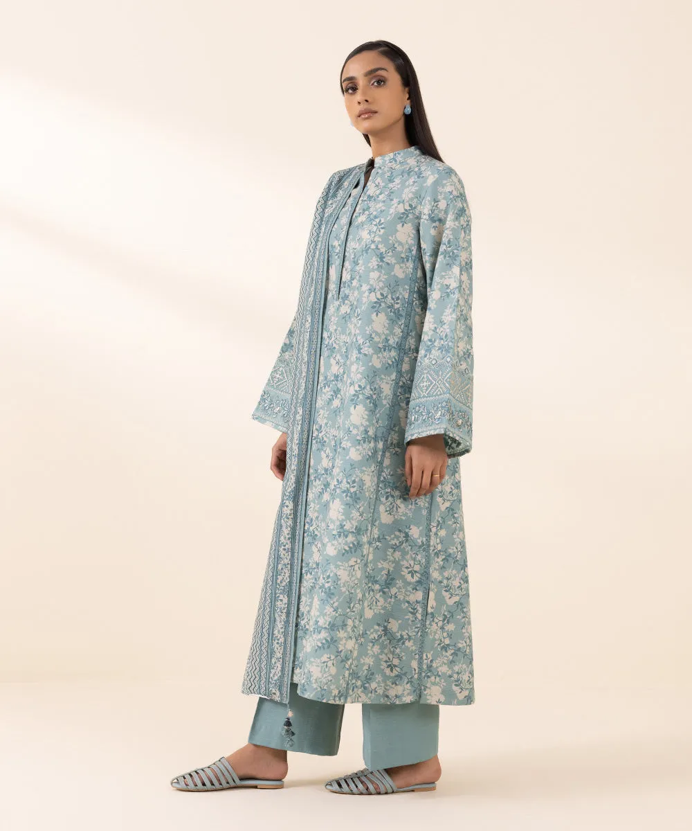 3 Piece - Embroidered Light Khaddar Suit