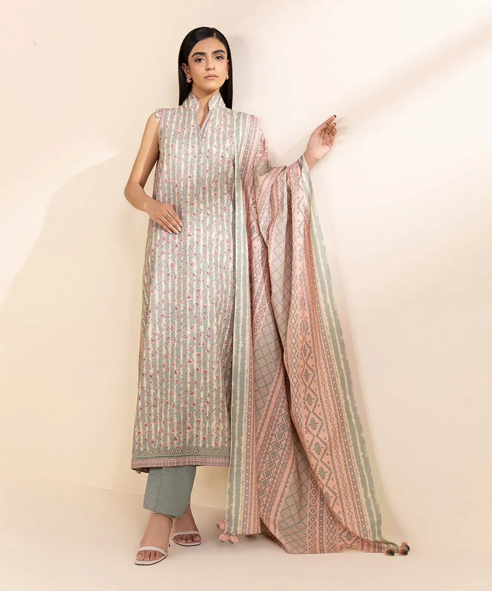 3 Piece - Printed Light Khaddar Suit