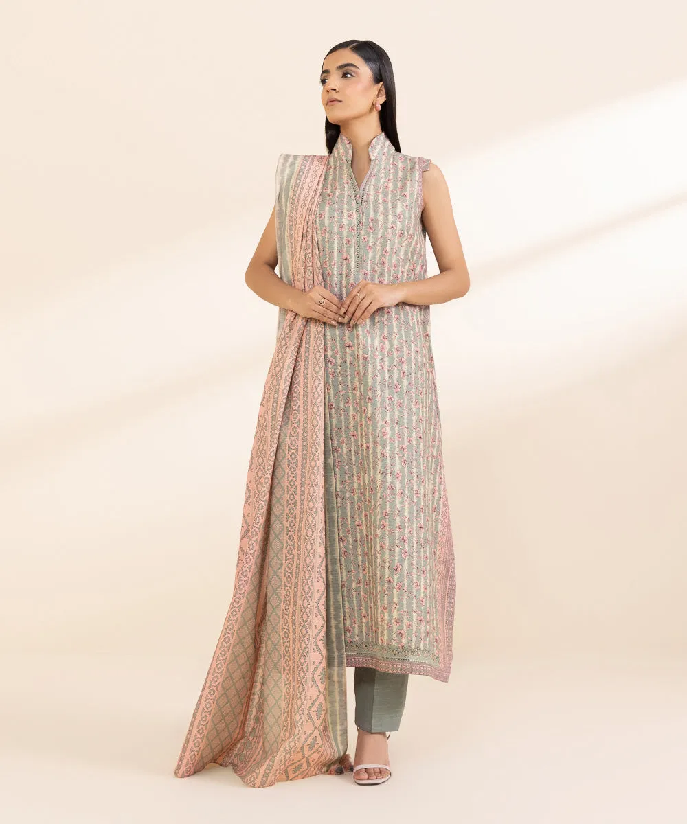 3 Piece - Printed Light Khaddar Suit