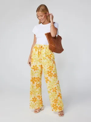 Alba Yellow Floral Print Drawstring Trousers