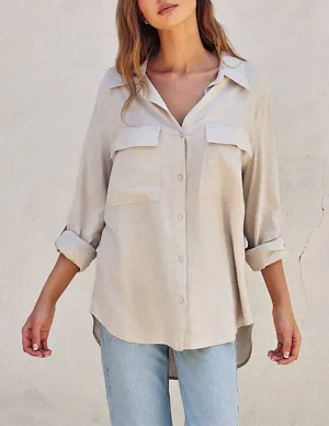 Althea Oversized Linen Button-Up Shirt