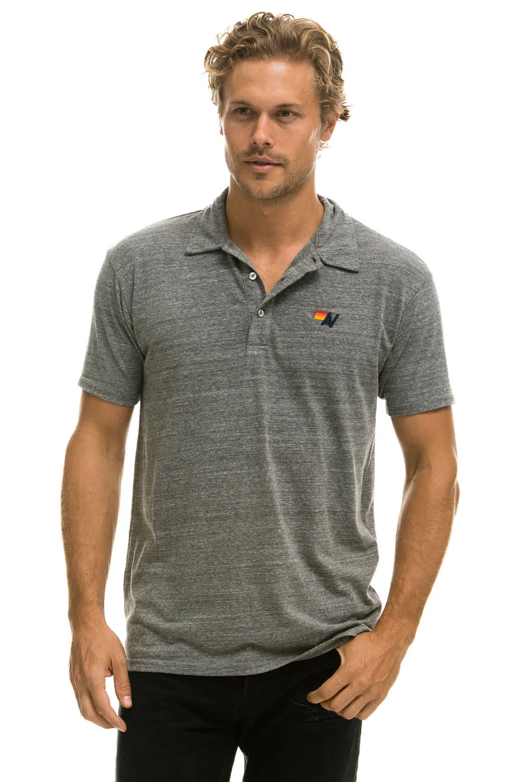 AVIATOR NATION POLO - HEATHER GREY