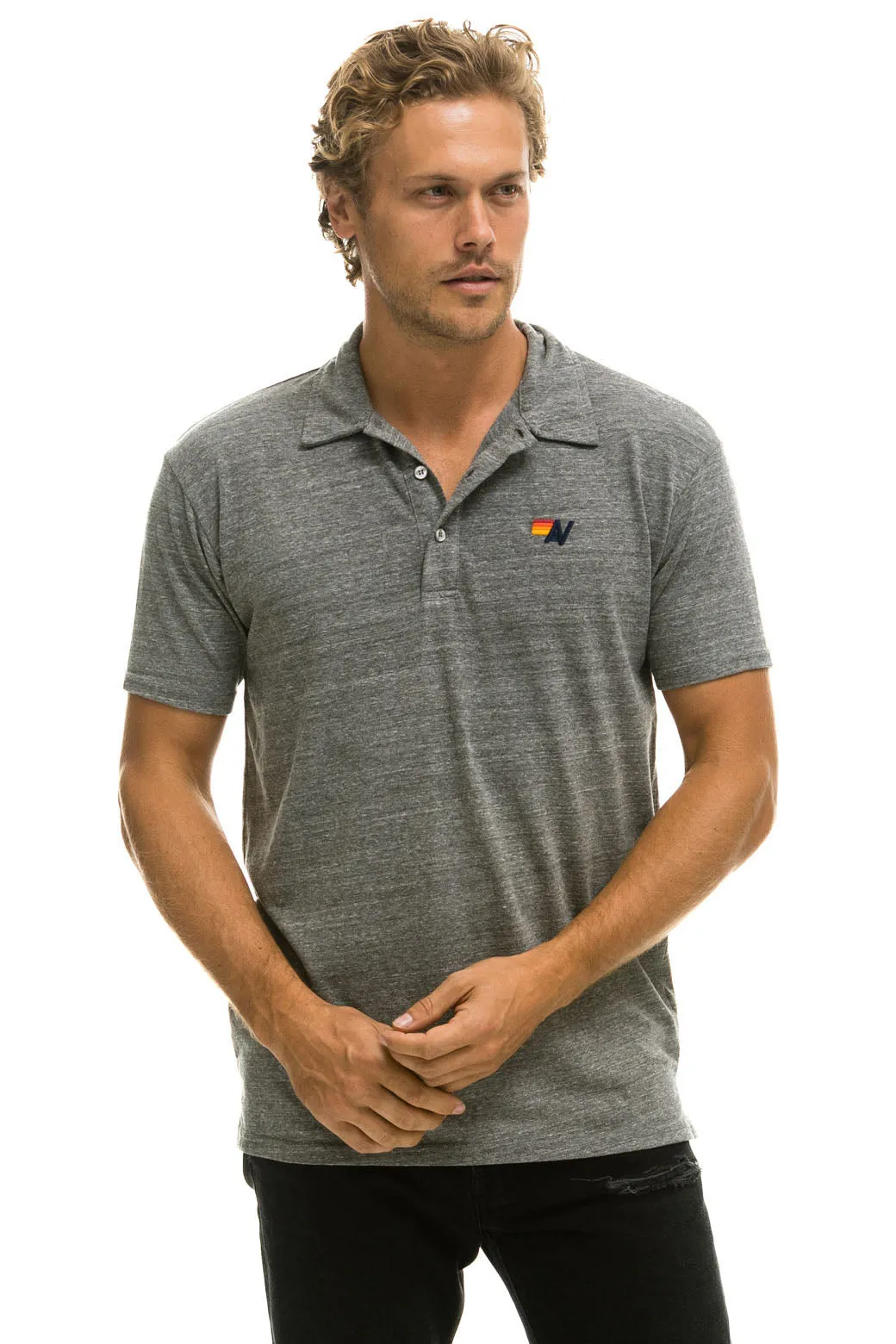 AVIATOR NATION POLO - HEATHER GREY