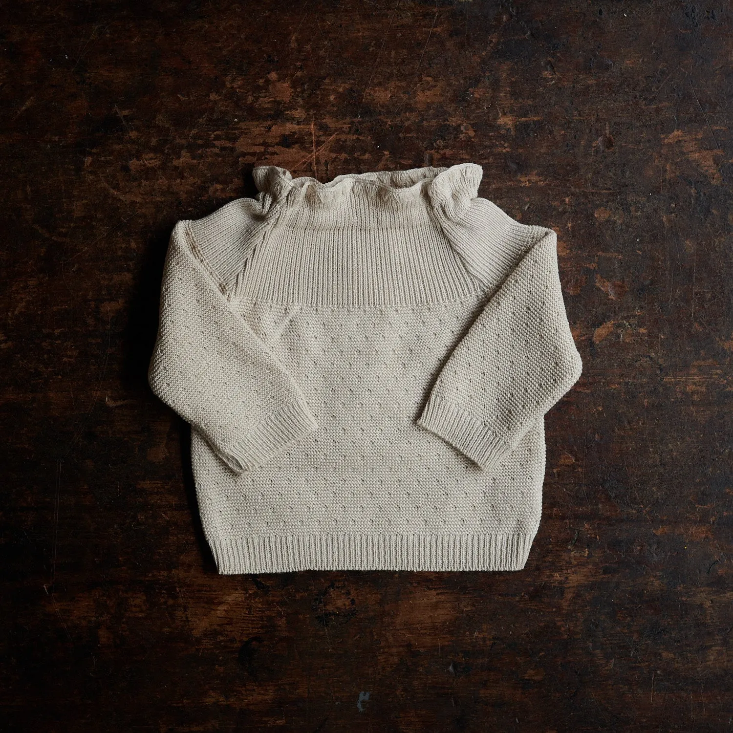 Baby Cotton Pointelle Sweater - Dune