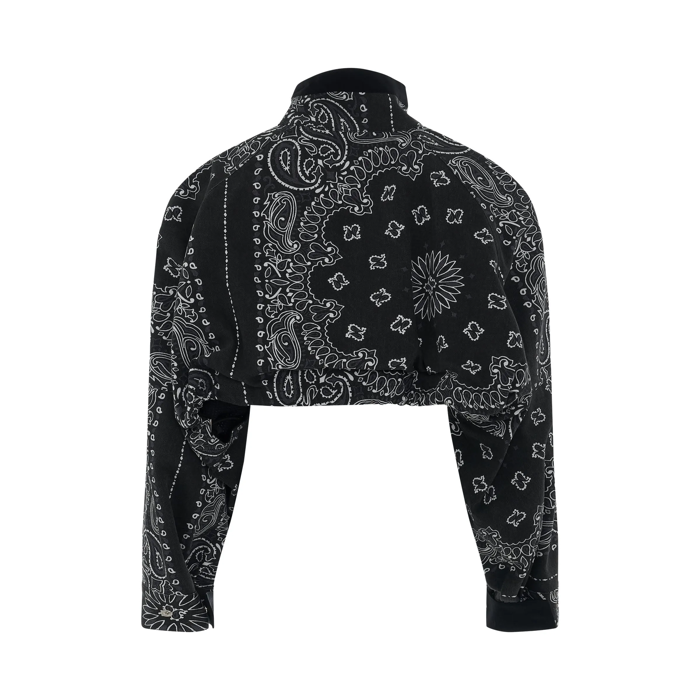 Bandana Print Crop Jacket in Black