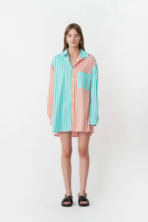 Benny Shirt- Orange/Aqua