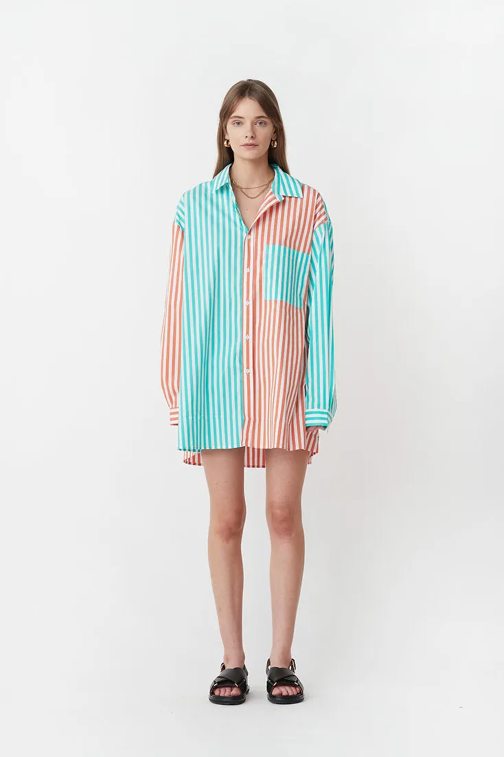 Benny Shirt- Orange/Aqua