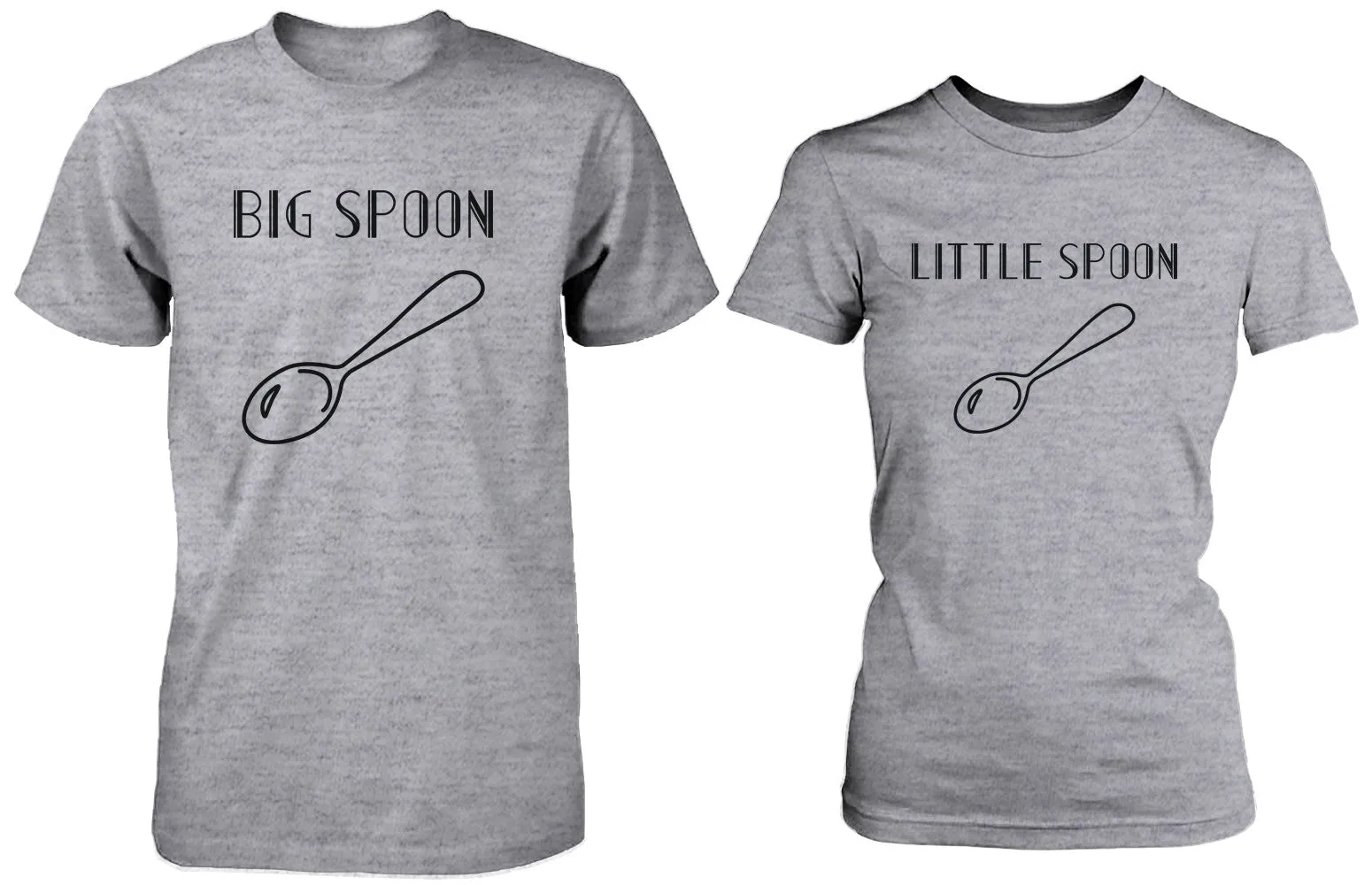 Big Spoon and Little Spoon Couple Shirt Cute Matching T-shirts Heather Grey Tees