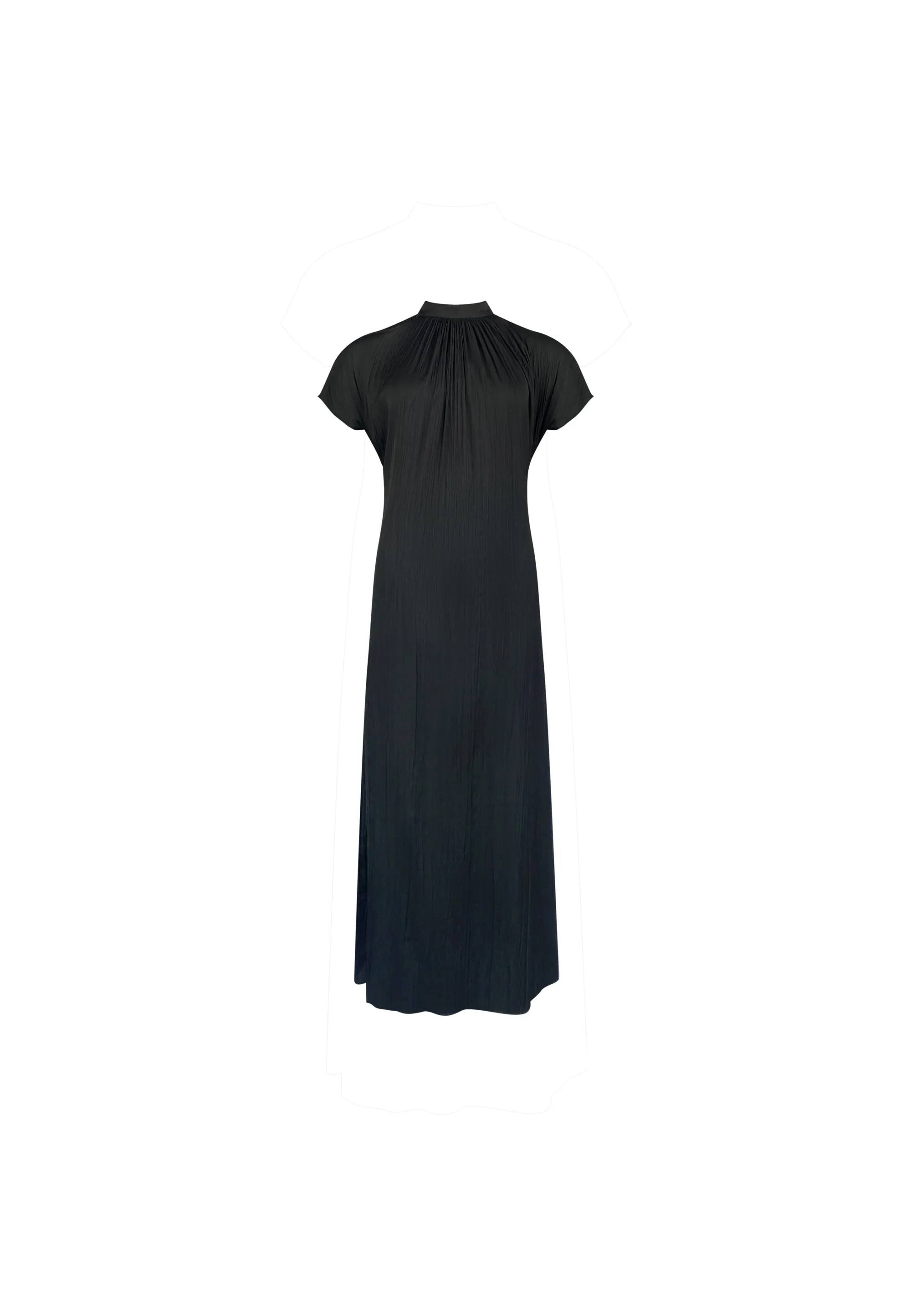 Black High Neck Plisse Dress