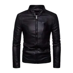 Black Slim Fit Classic Lambskin Mens Jacket