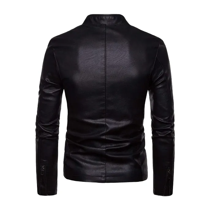 Black Slim Fit Classic Lambskin Mens Jacket