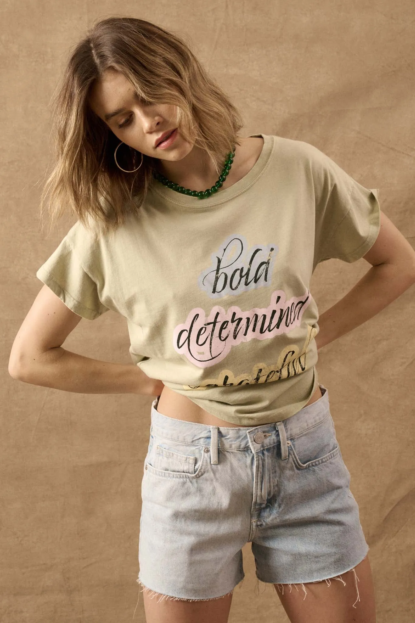 Bold Determined Grateful Vintage-Wash Graphic Tee