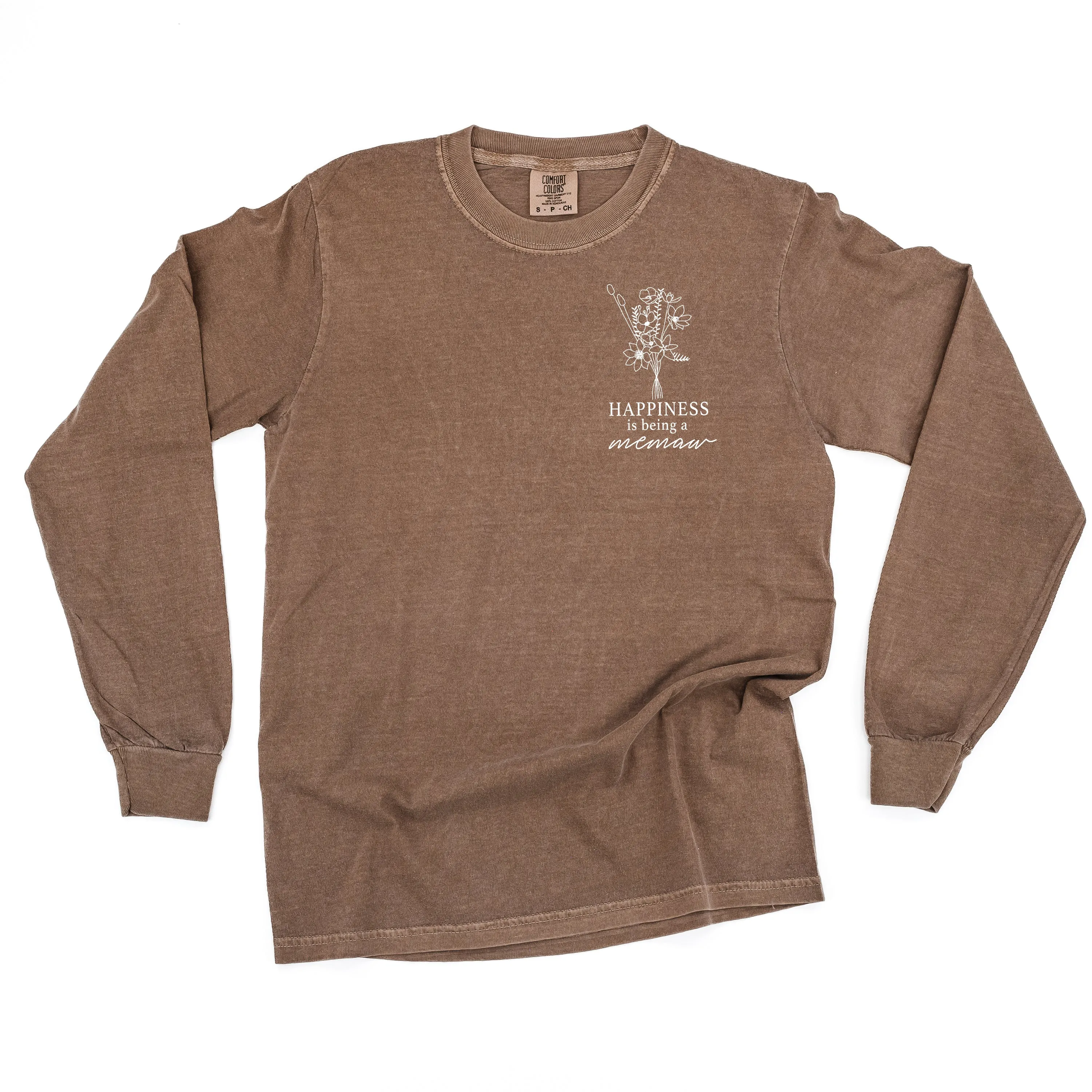 Bouquet Style - Happiness is Being a MEMAW  - LONG SLEEVE COMFORT COLORS TEE