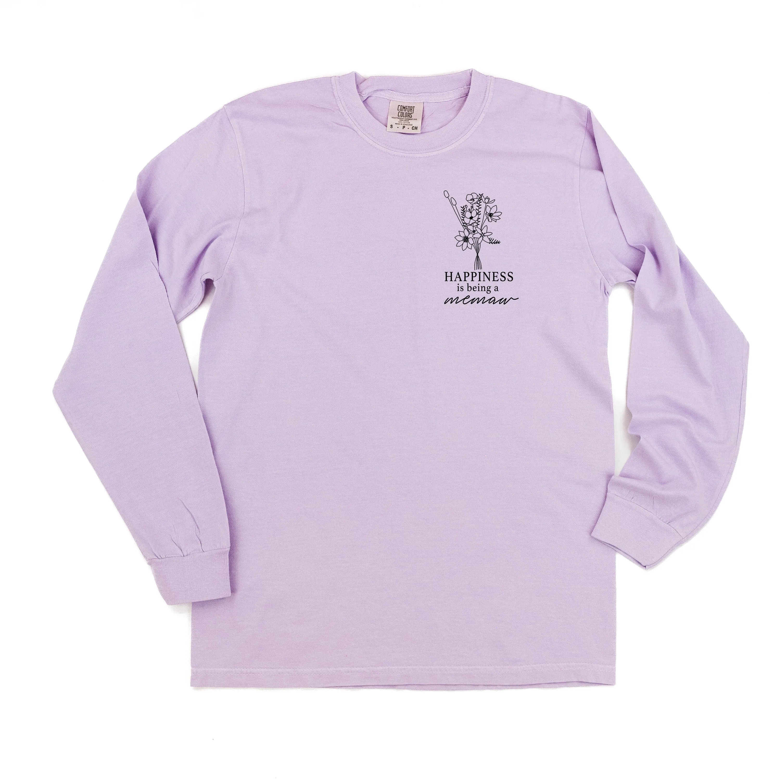 Bouquet Style - Happiness is Being a MEMAW  - LONG SLEEVE COMFORT COLORS TEE