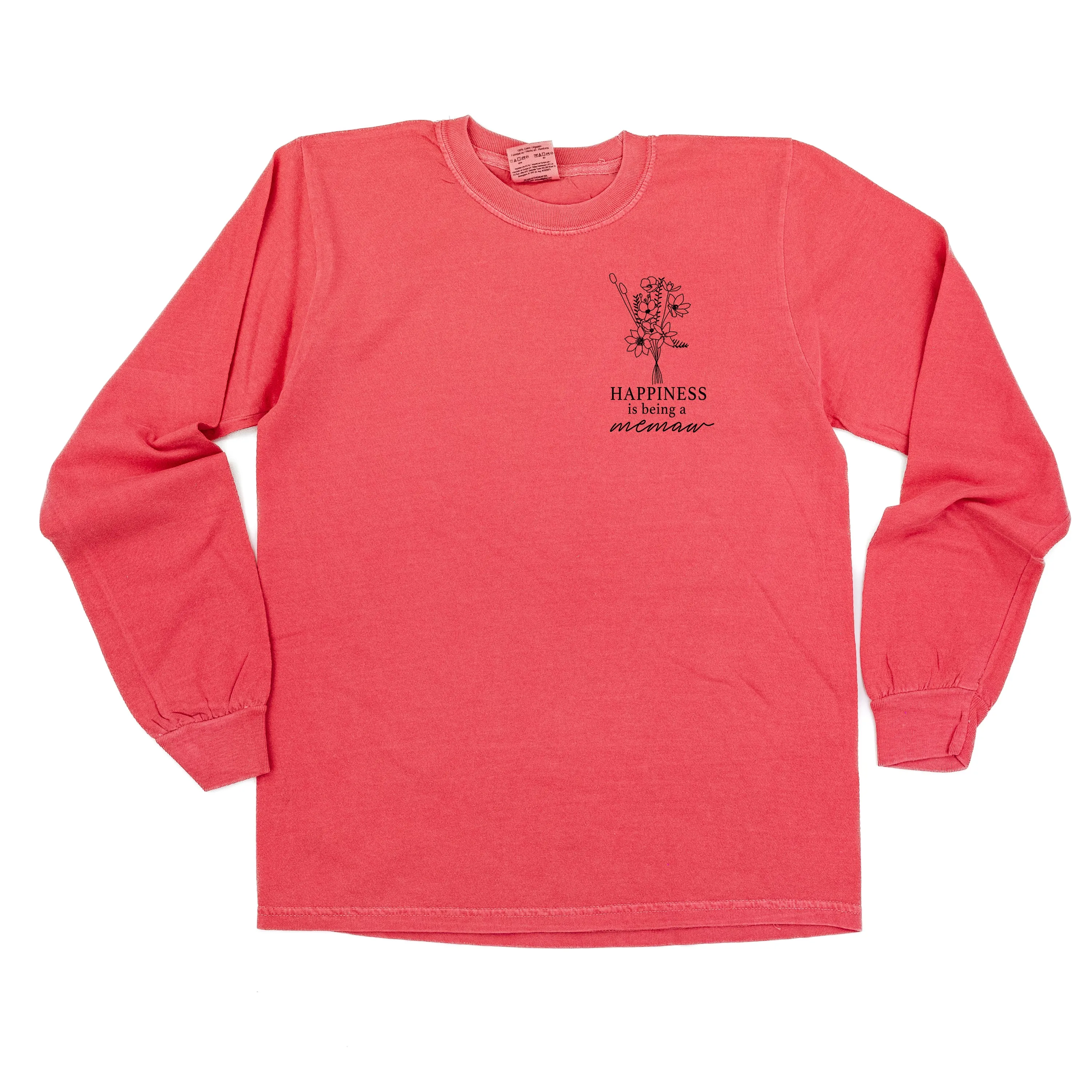 Bouquet Style - Happiness is Being a MEMAW  - LONG SLEEVE COMFORT COLORS TEE