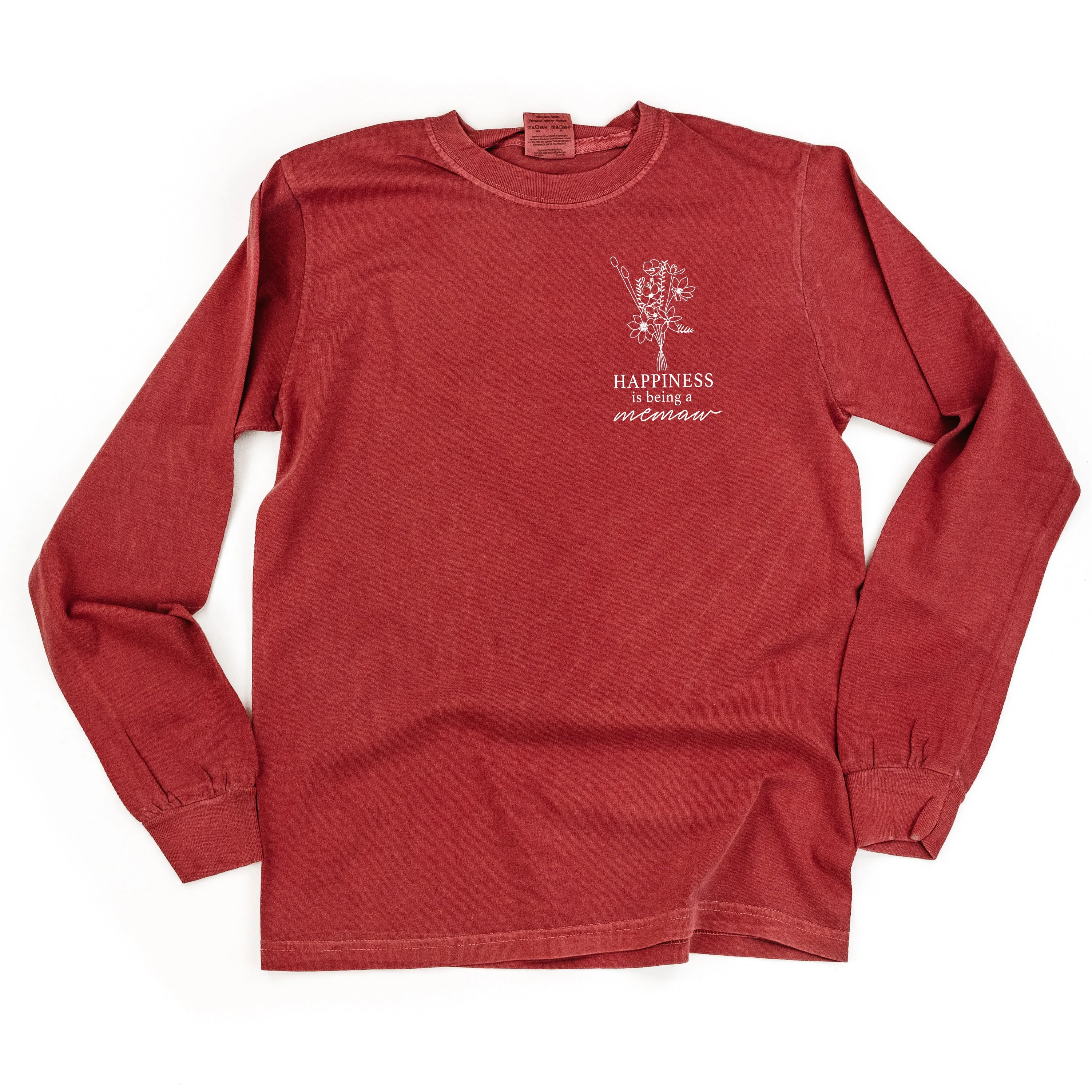 Bouquet Style - Happiness is Being a MEMAW  - LONG SLEEVE COMFORT COLORS TEE