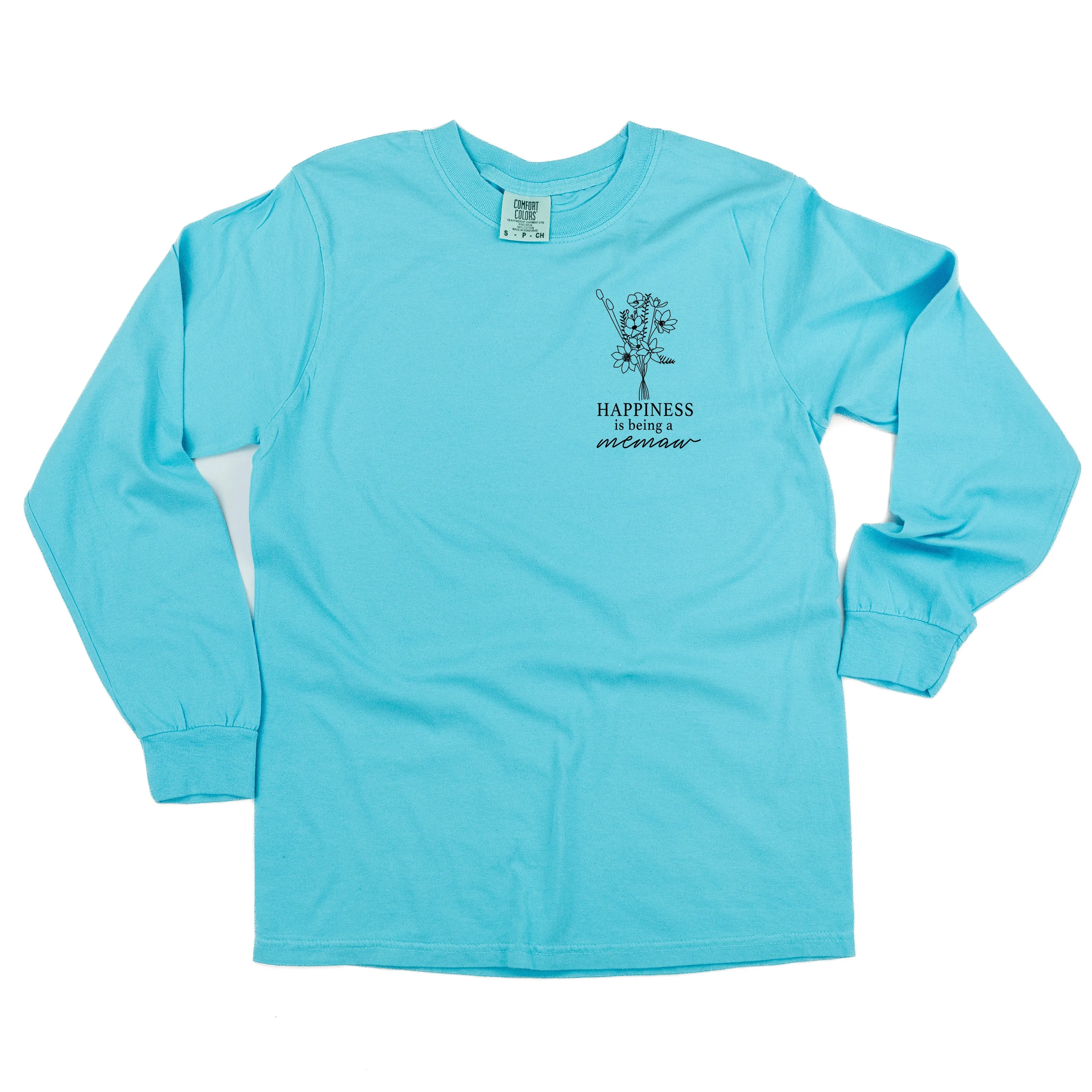 Bouquet Style - Happiness is Being a MEMAW  - LONG SLEEVE COMFORT COLORS TEE