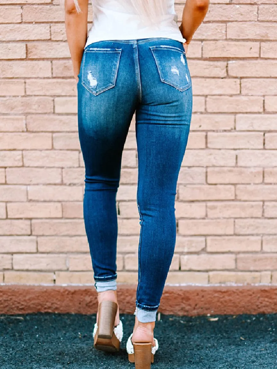 Boyfriend Fit Distressed Jeans