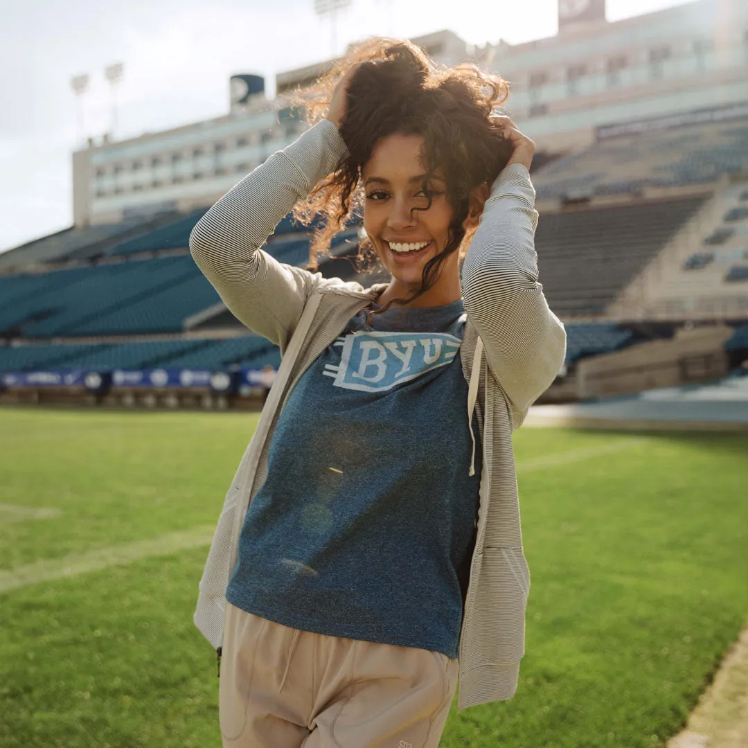 BYU Boyfriend Tee, Navy Tilt Flag