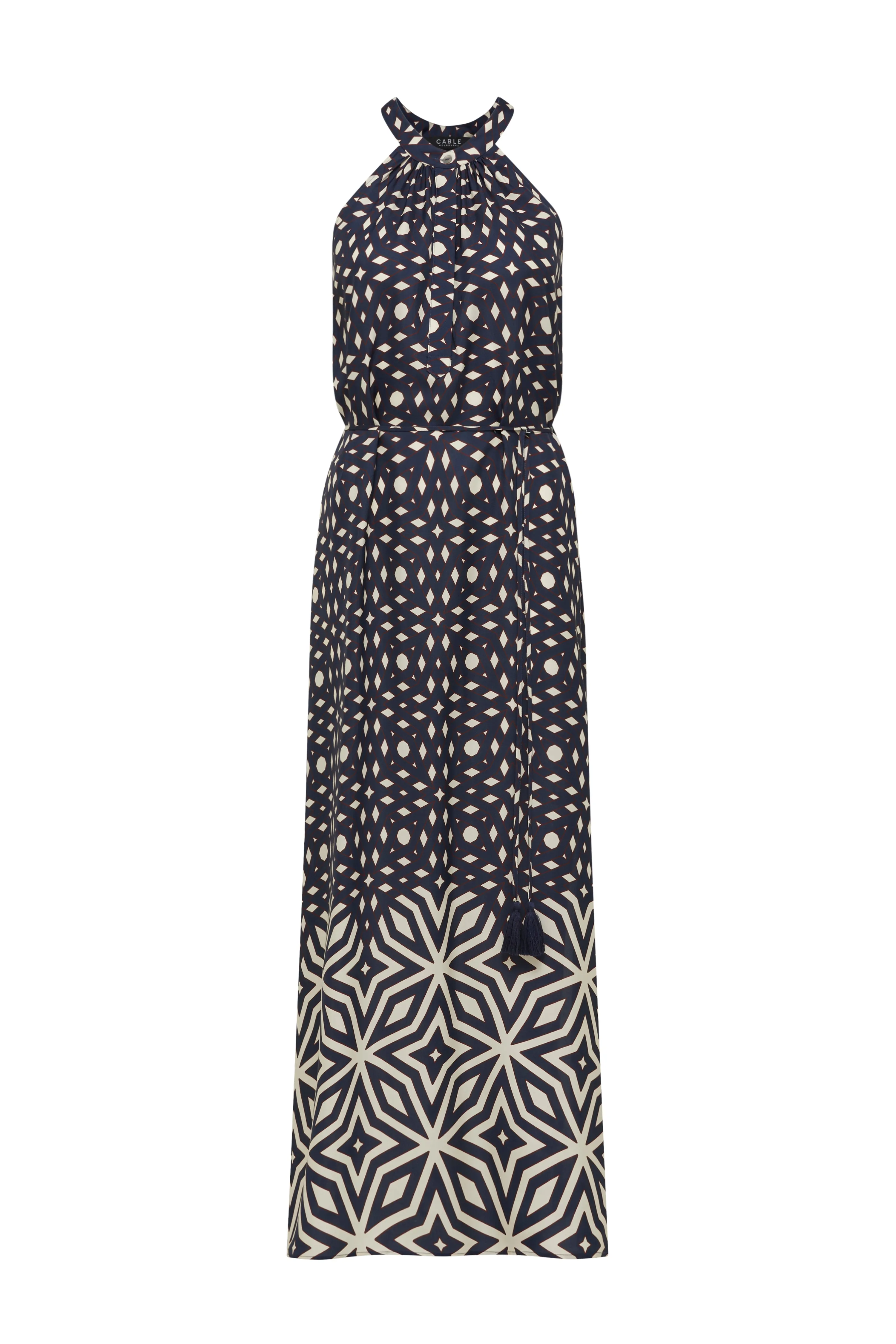 Cable - Temple Halter Neck Dress - Mosaic Print