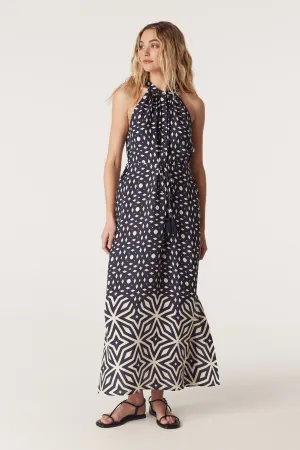 Cable - Temple Halter Neck Dress - Mosaic Print