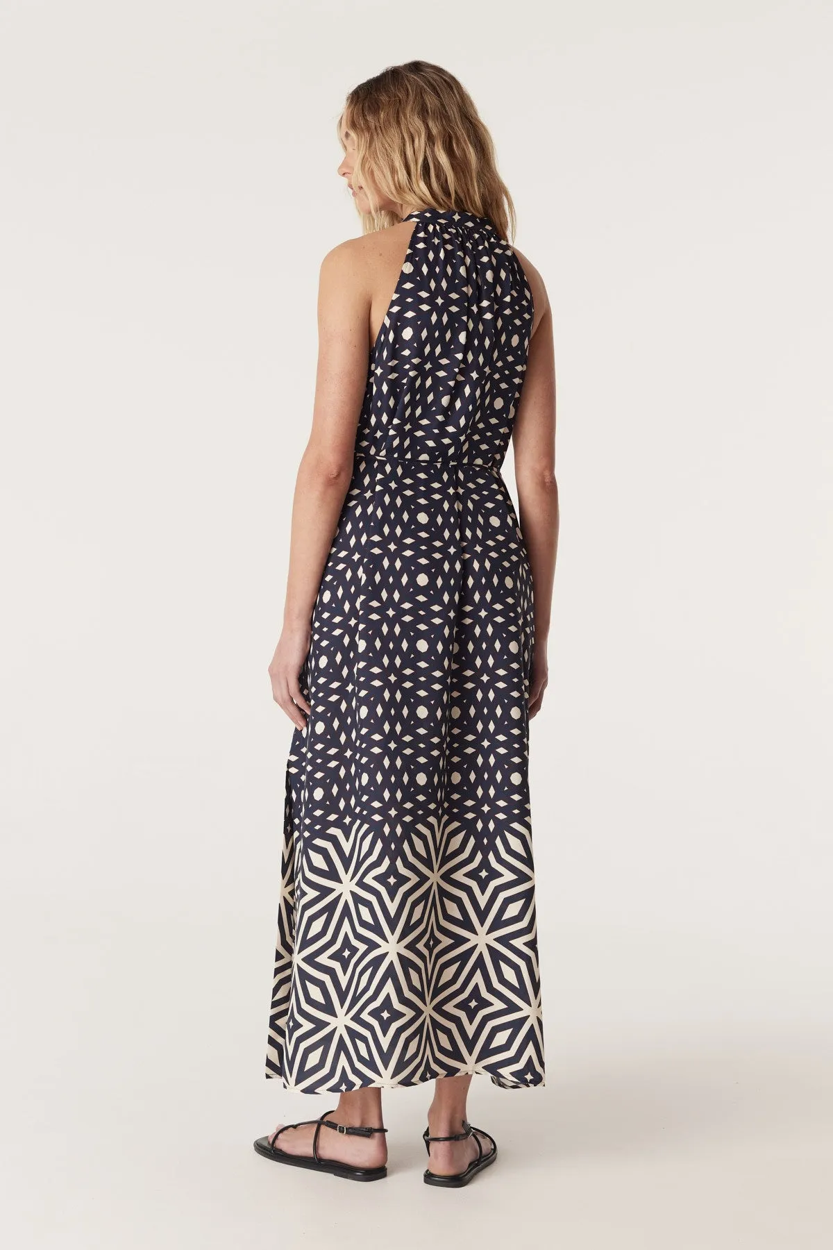 Cable - Temple Halter Neck Dress - Mosaic Print