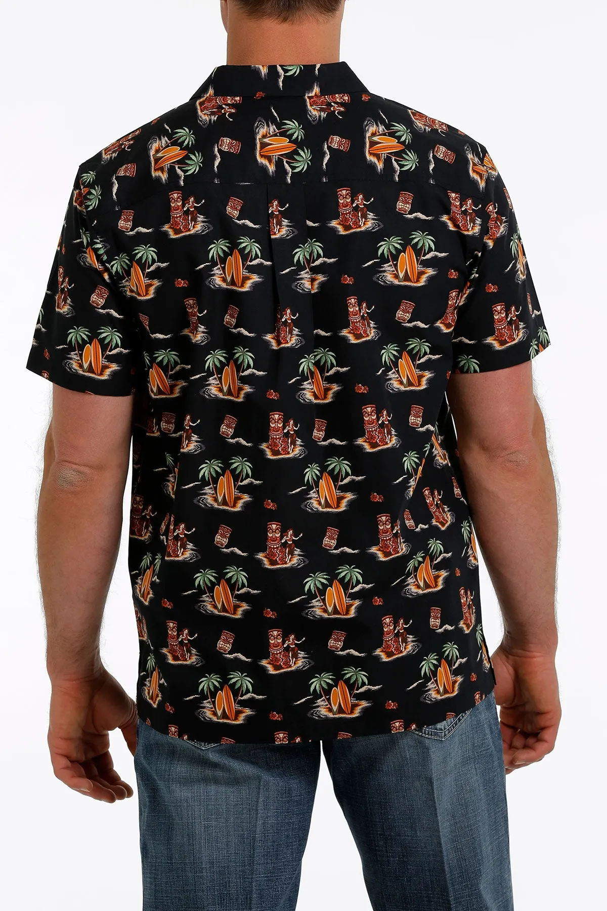 Cinch Men's Tiki Print Camp Short Sleeve Western Shirt