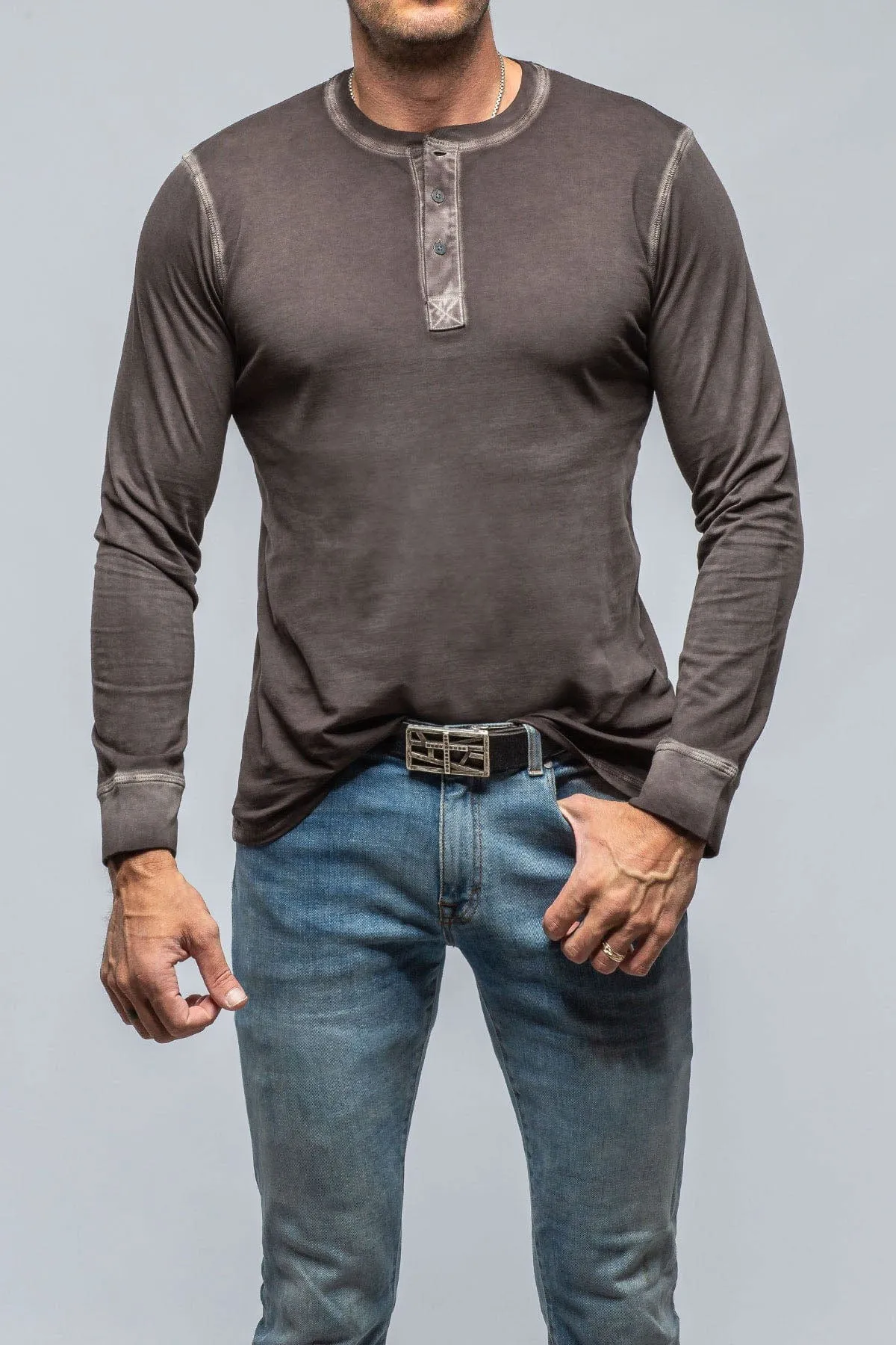 Coronado Cotton LS Henley in Basalt