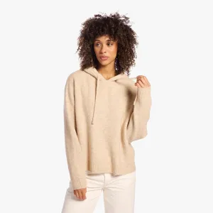 Cozy Knit Ribbed Sweater Hoodie | Heather Oat