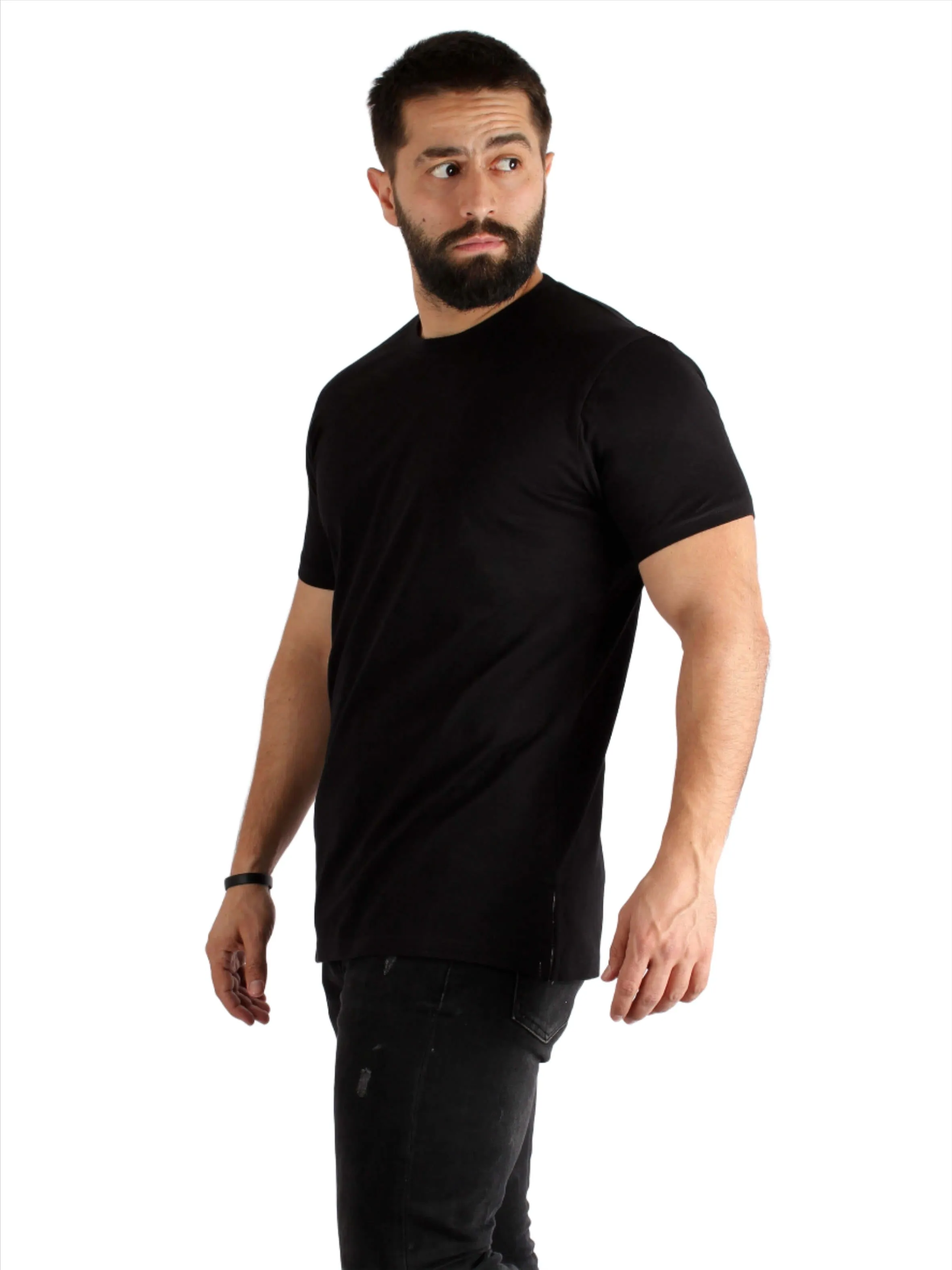 Crew Neck Cotton T-shirt - Black