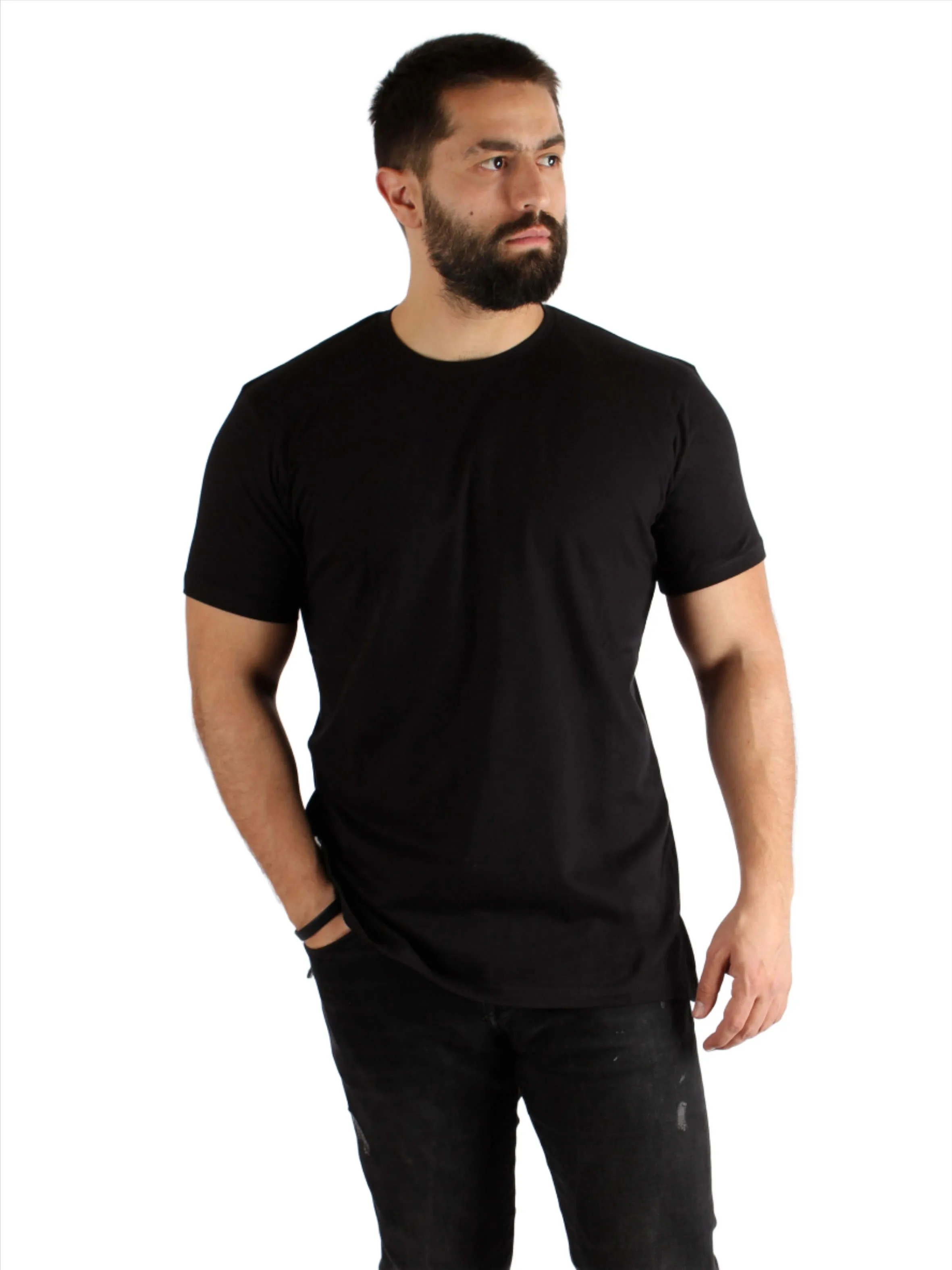 Crew Neck Cotton T-shirt - Black