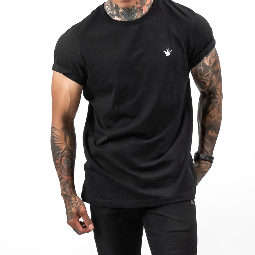 Cuffed Sparrow Tee - Black / White