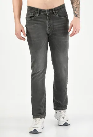 Dark Grey Mid Rise Lycra Slim Fit Jeans