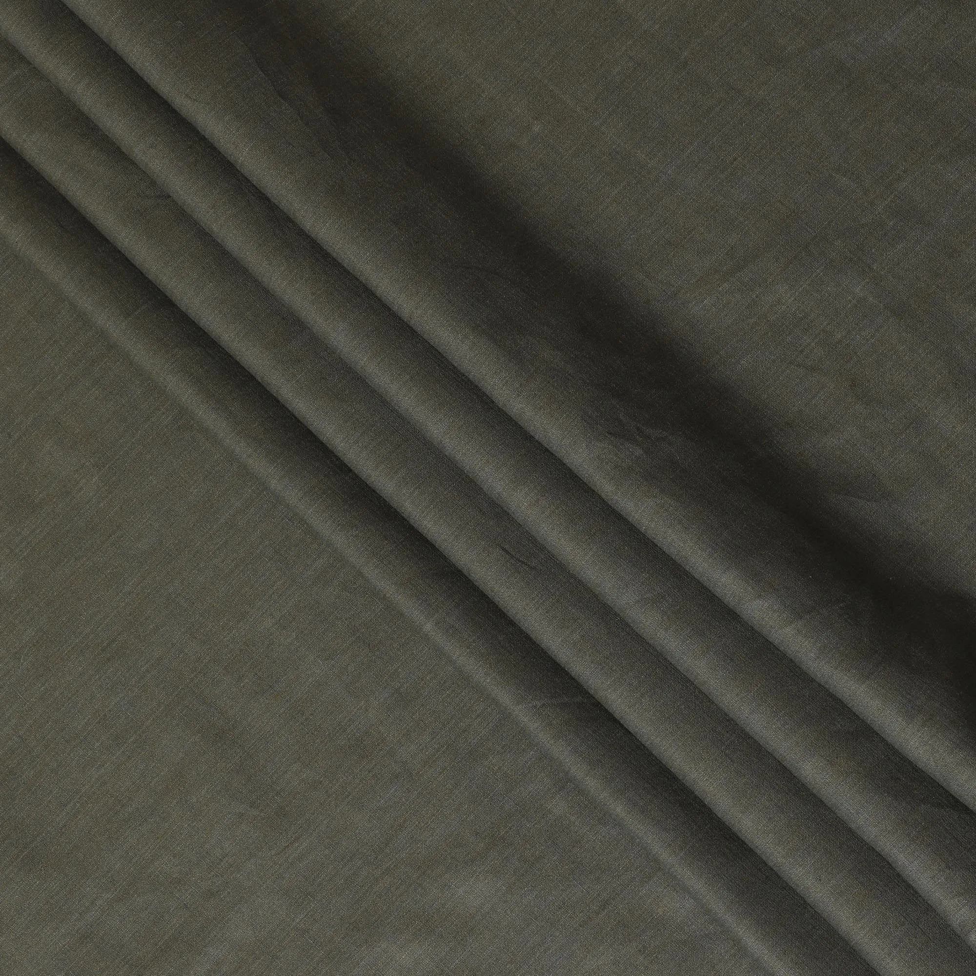 Dark olive Plain Premium pure linen fabric 60Lea-D15885