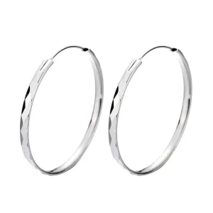 Diamond Cut Sterling Silver Hoop Earrings (30mm)