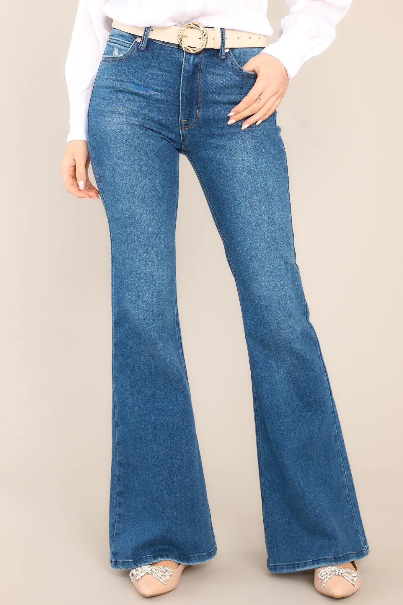 Down Memory Lane Dark Wash Stretch Flare Jeans