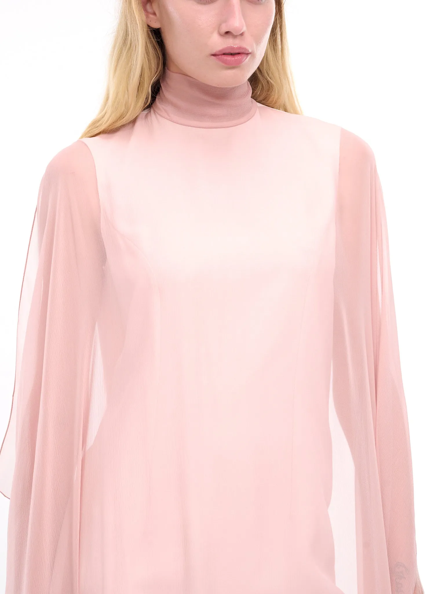 Draped Silk Dress (S2WDR08-PALE-PINK)