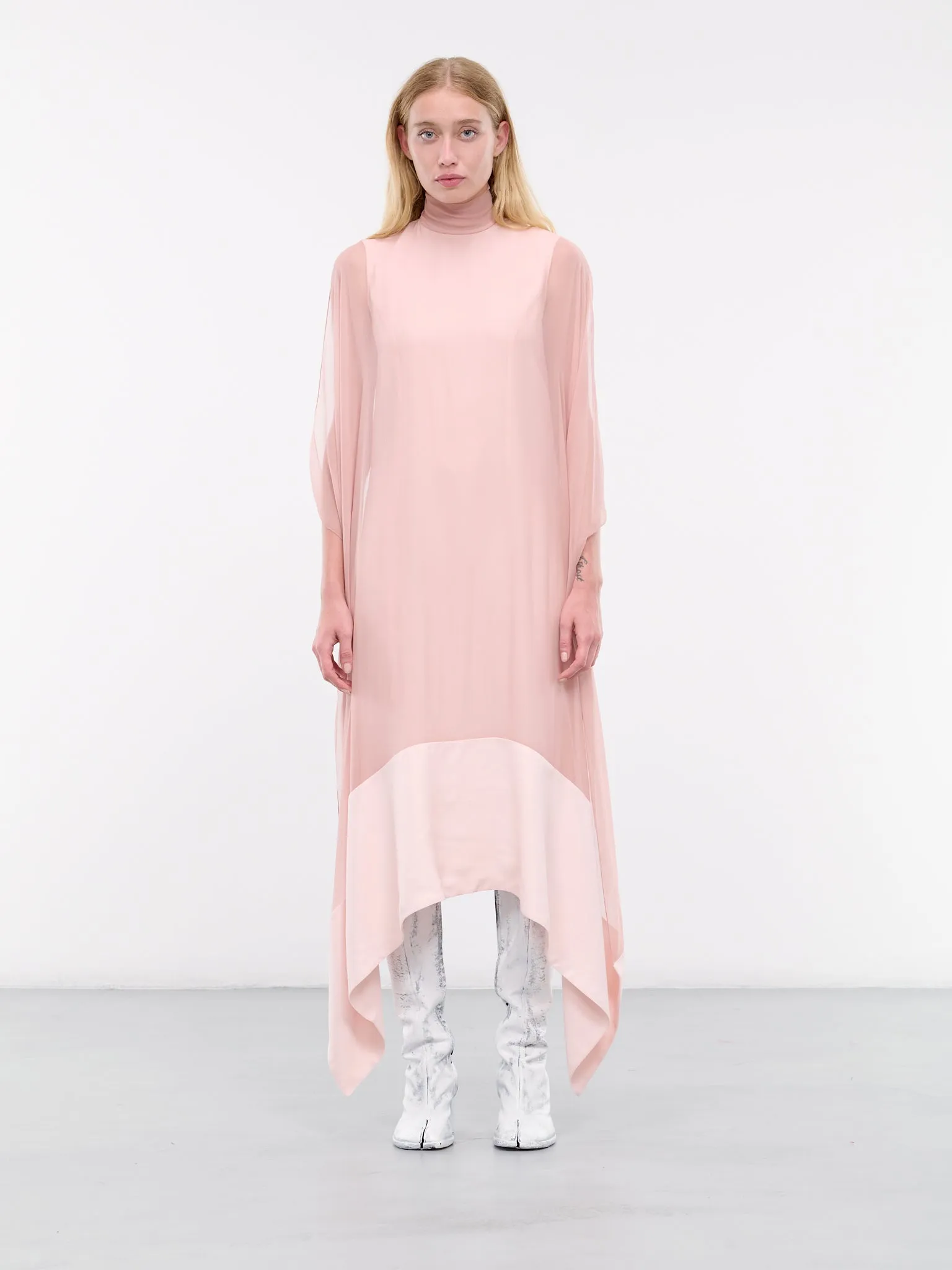 Draped Silk Dress (S2WDR08-PALE-PINK)