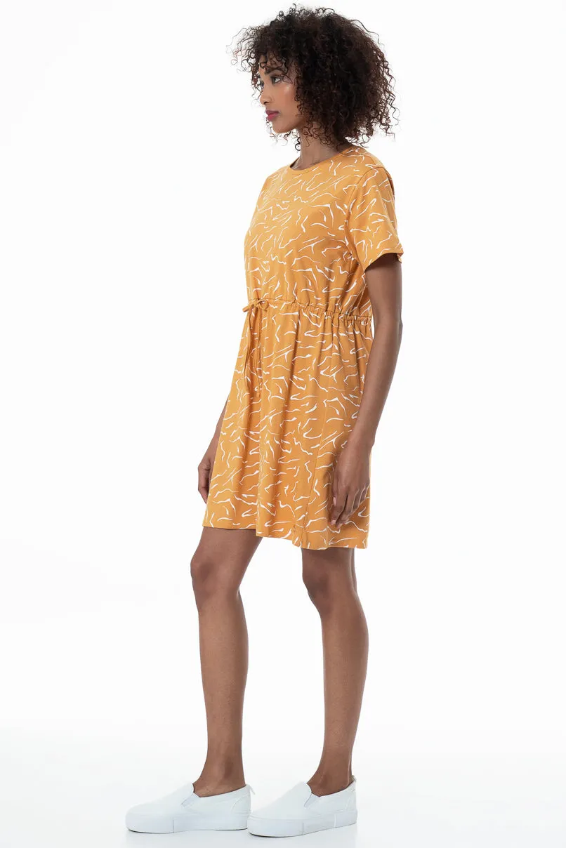 Drawstring T-Shirt Dress _ 153684 _ Yellow