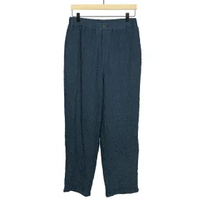 Drawstring trousers in shirred indigo-dyed cupro