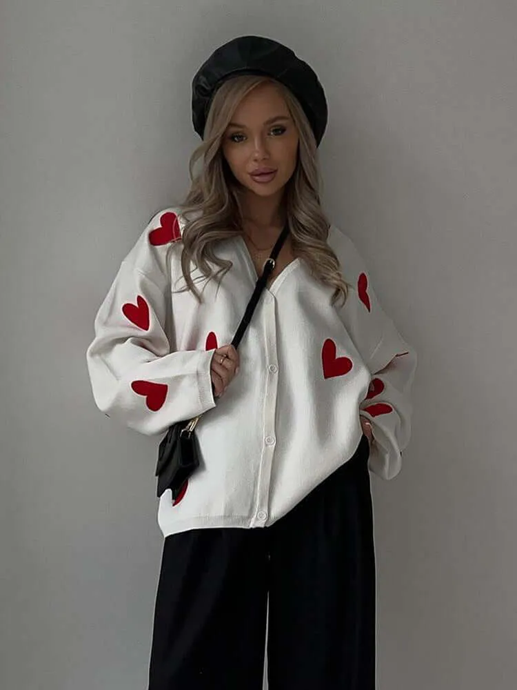 Embroidered Love Heart Knitted Sweater