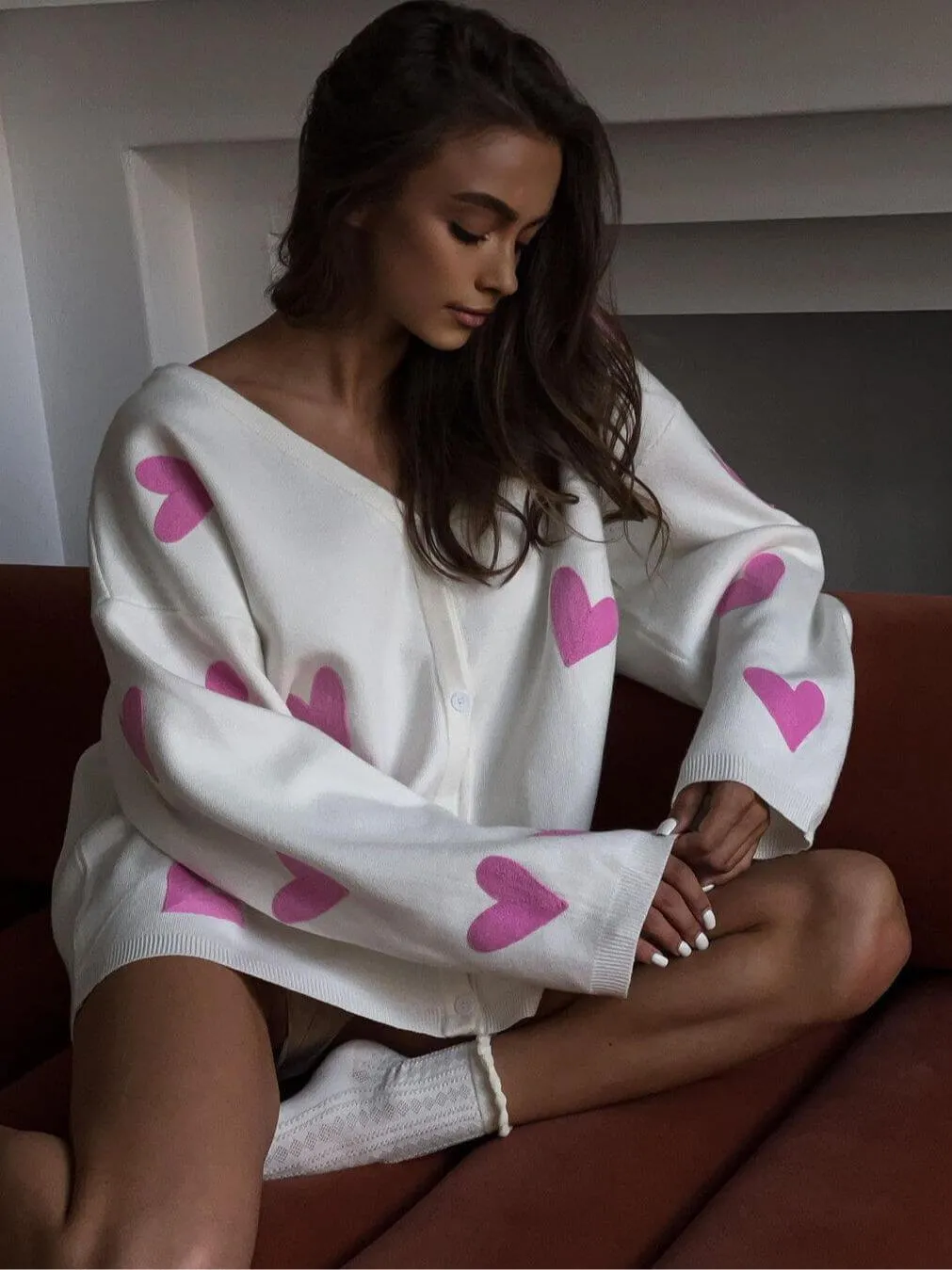 Embroidered Love Heart Knitted Sweater