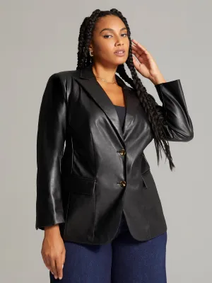 Fashion To Figure - Jette Faux Leather Blazer