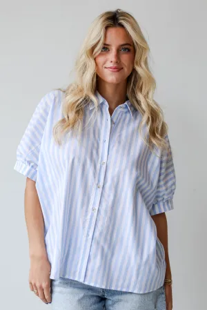 FINAL SALE - Breezy Cutie Light Blue Striped Blouse