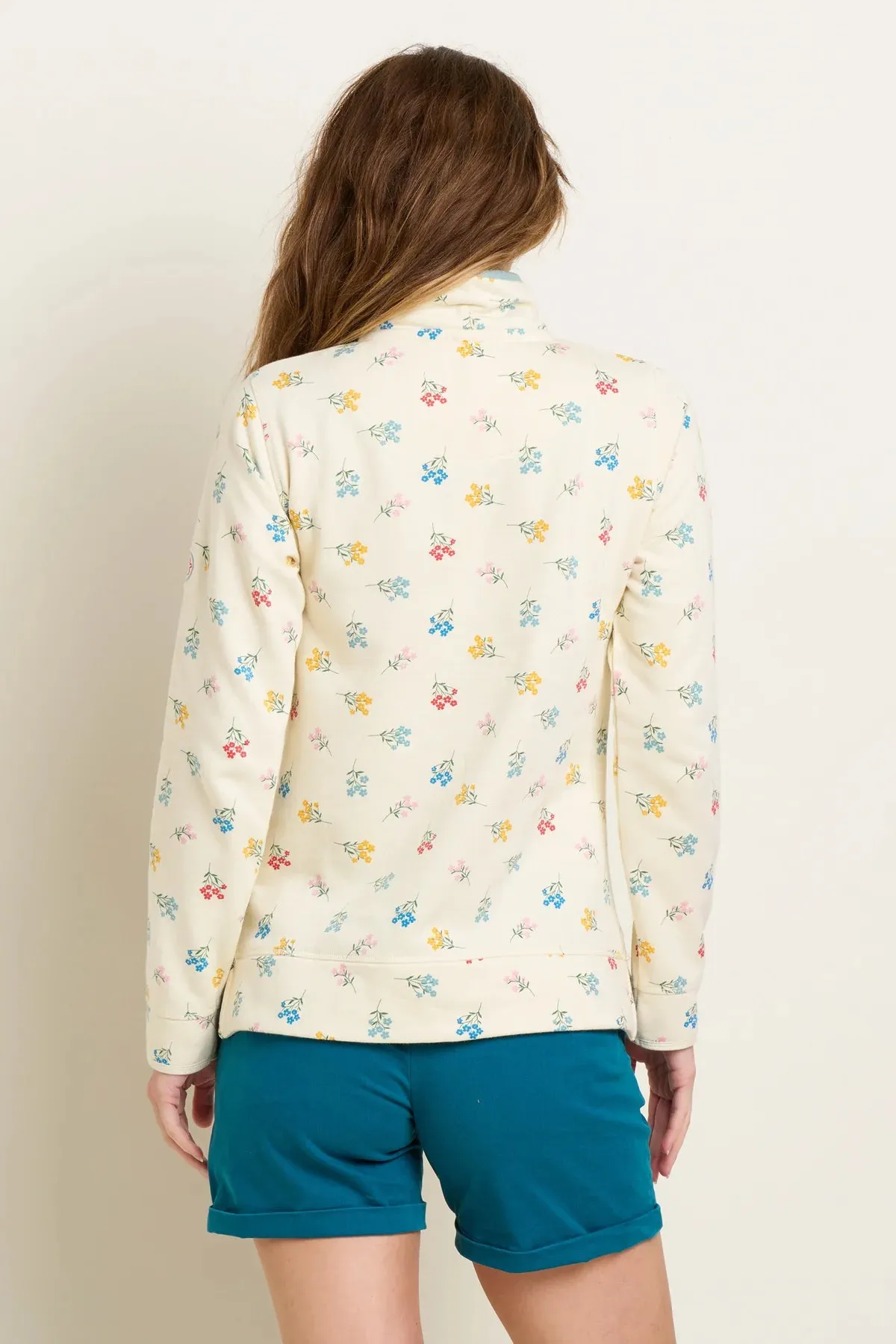 Floral Quarter Zip Sweatshirt