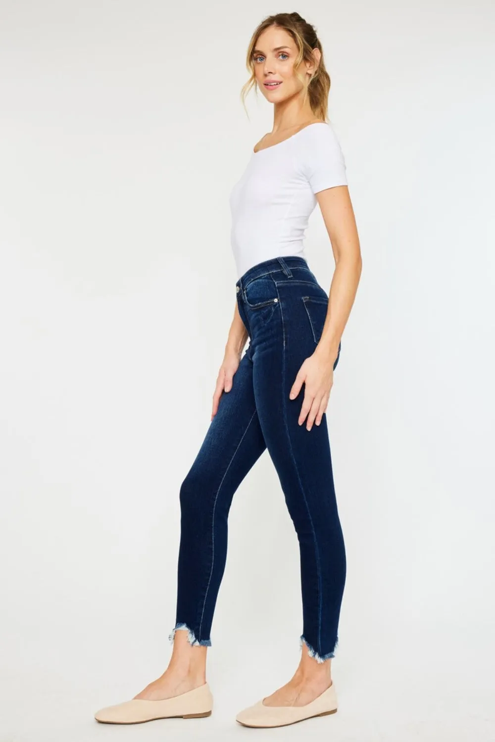 Full Size High Rise Frayed Ankle Skinny Jeans