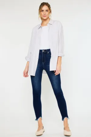 Full Size High Rise Frayed Ankle Skinny Jeans