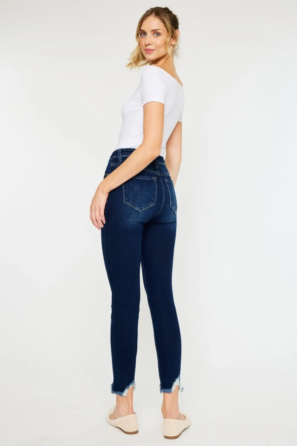 Full Size High Rise Frayed Ankle Skinny Jeans